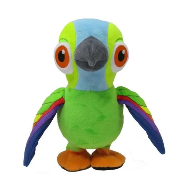 Peluche lorito pepe interactivo 21,5 cm repite las frases que le decis, mientras