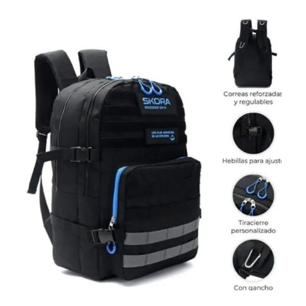 Mochila gamer cierre azul con mosqueton 32 x45 x15 cm 18