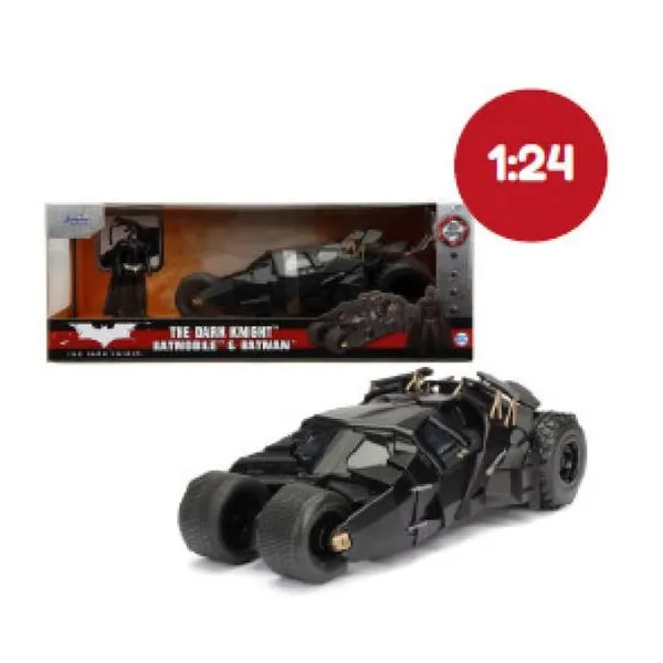 Jada - auto escala 1:24 batmobile the dark knight 2008 con figura de batman 6 cm