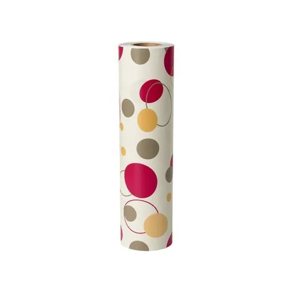 Bobina papel fantasia 35cmx200 mts circulos rojos