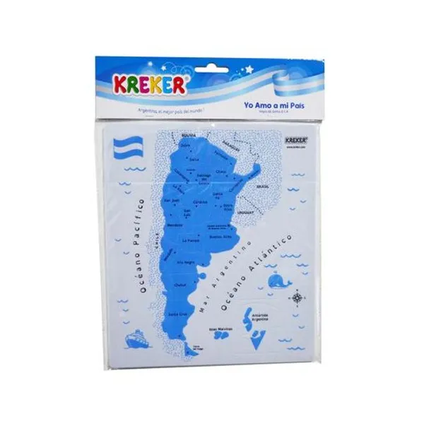 Juego de encastre goma eva mapa argentina serigrafiado 24x28 cm Kreker
