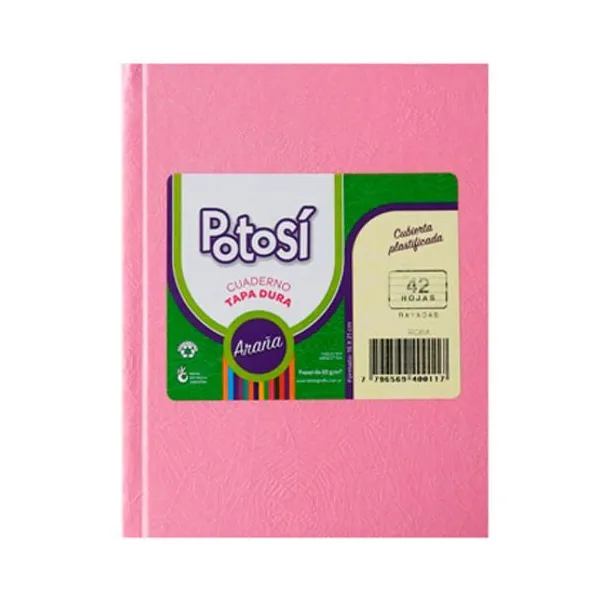 Ofertacuaderno tapa dura potosi forr. x84 hs.cuaderno rosa