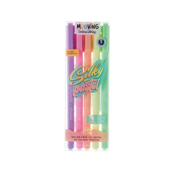 Roller Mooving gel pastel x5 colores surt.