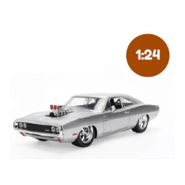 Jada - auto escala 1:24 fast & furious dodge charger 1970 plateado - en caja