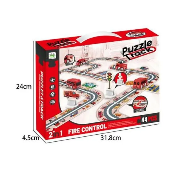 Pista rompecabezas 2 en 1 bomberos. 44 piezas. 24 x31,8 x4,5 cm