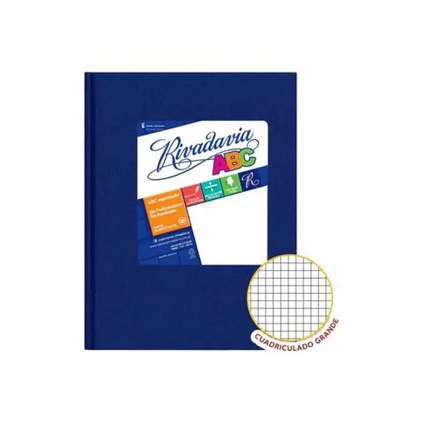 Cuaderno 19x24 cm cuadriculado grande 50h tapa dura abc azul Rivadavia