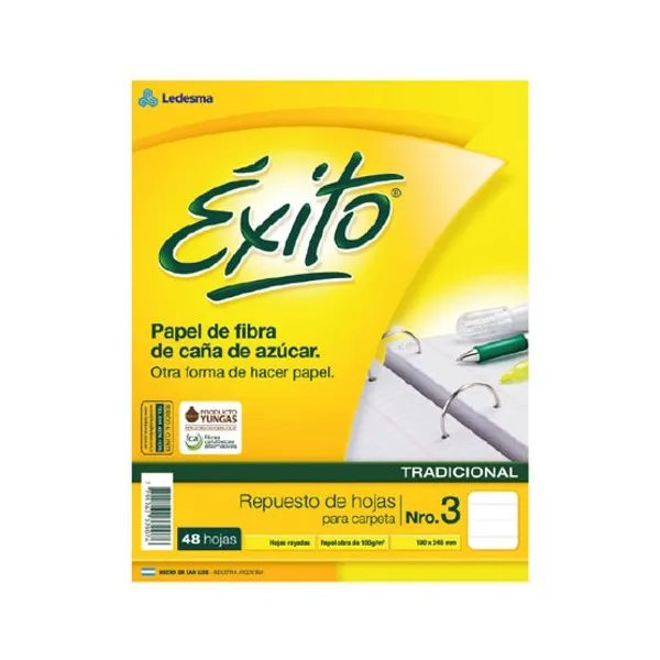 Repuesto esc.exito tamaño carta x48 hs.cuaderno