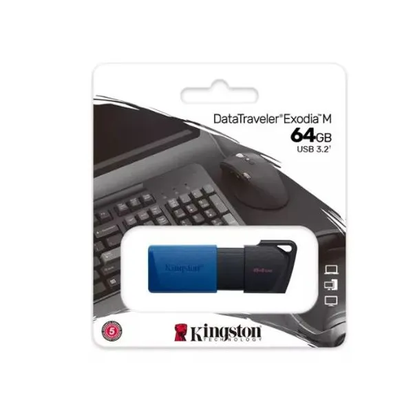 Pen drive Kingston exodia m 64 gb 3.2 gen 1 tipo a azul y negro