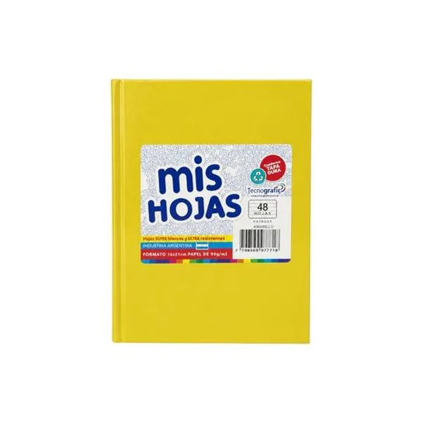 Cuaderno 16x21 rayado 48 hojas tapa dura amarillo araña mis hojas