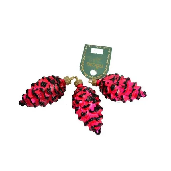 Adorno piña invernal roja 9 cm x3 unidades