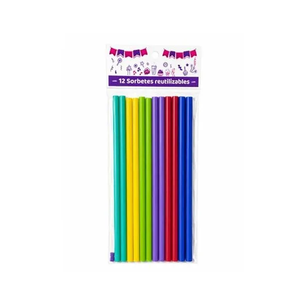Sorbetes plásticos reutilizables 22 cm color bolsa x12 unidades