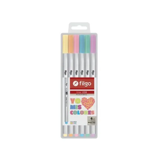 Microfibra al agua 0.4 mm liner 038 pastel blister x6 f