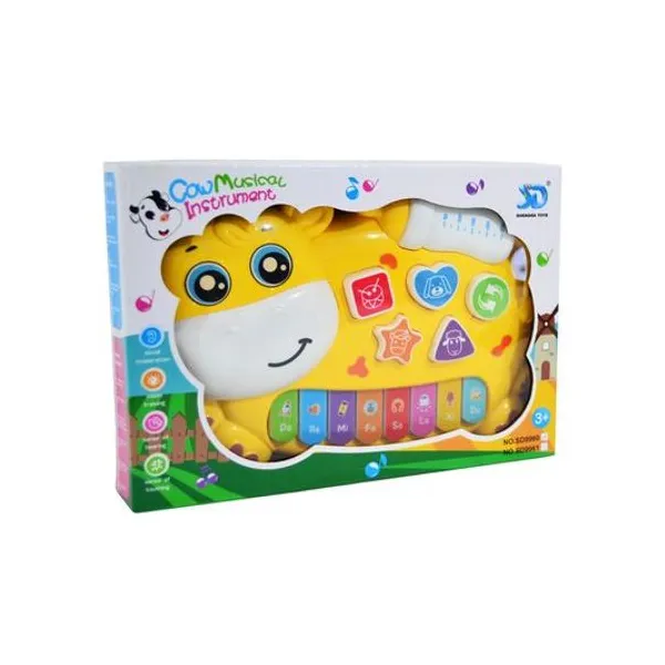 Piano interactivo vaca con luz y sonido 23x16x5 cm