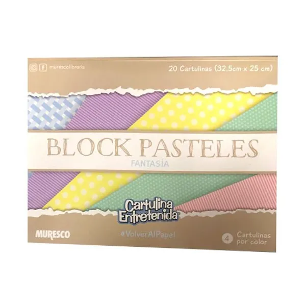 Block de dibujo Muresco cart.entretenida 20 hjs.pastel diseños
