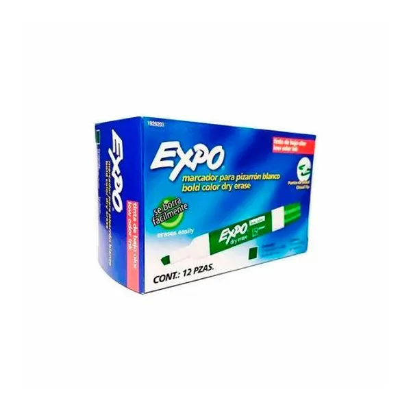 Marcador para pizarra chato verde caja x12 expo