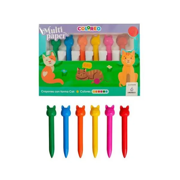 Crayón jumbo con forma gato caja x6 multipaper - cra