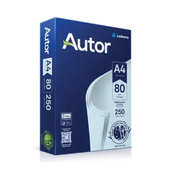 Resma papel autor tamaño a4 80 grsx 250 hjs.celeste
