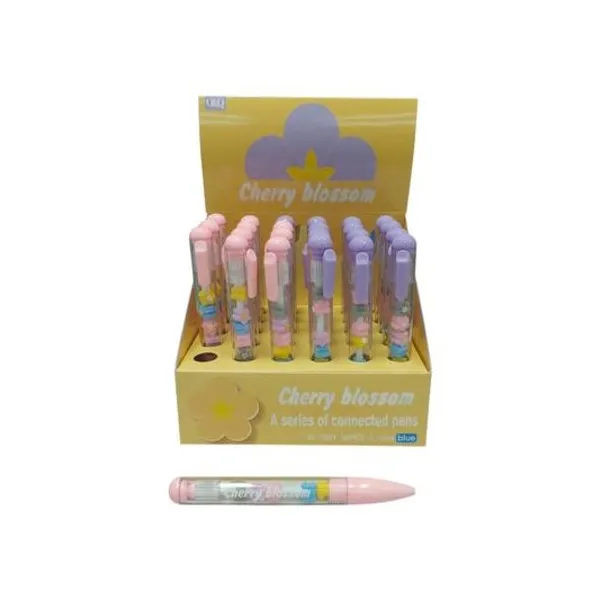 Bolígrafo retractil azul 0.7 mm flores x1 modelos surtidos