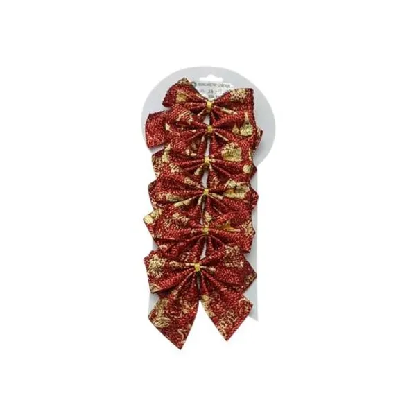 Moño de navidad con glitter 9 cm blister x5