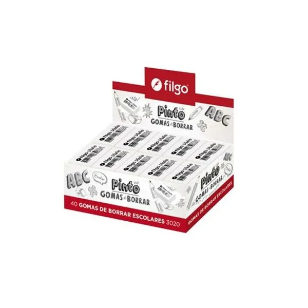 Goma de borrar lápiz Pinto 3020 caja x40 Filgo