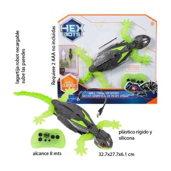 Hex bots wall crawler gecko- lagartija robot de control remoto recargable que su