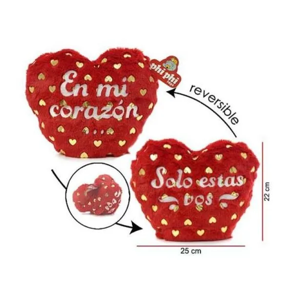 Corazón reversible 2 frases con dorado 25 cm