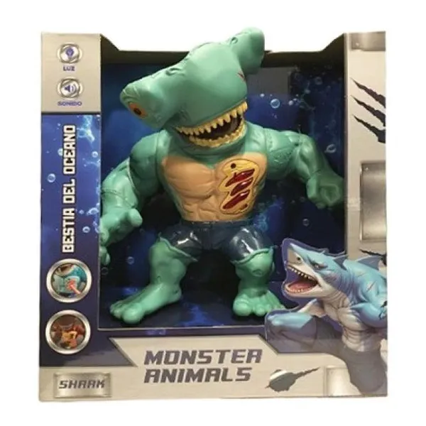 Tiburon martillo monster animals con luz y sonido articulado 22 cm