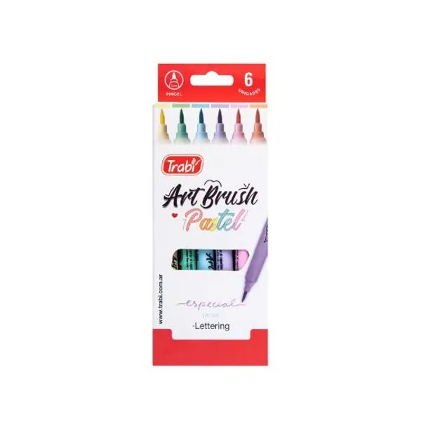 Marcadores trabi art brush (pincel) al agua pastel x6 col.surtidos