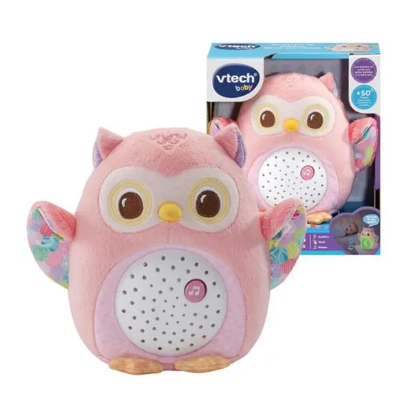 Proyector de peluche buho estrellitas rosa