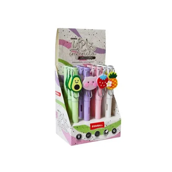 Lápiz infinito negro con clip deco caja x12 unidades Simball