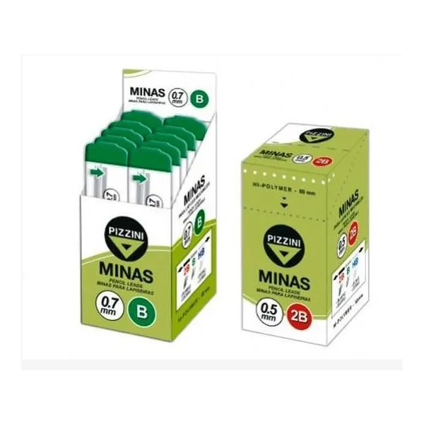 Minas 0.7 mm b estuche x12 unidades Pizzini