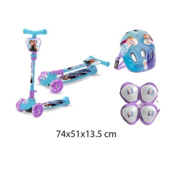 Monopatin plegable Frozen + kit de protección