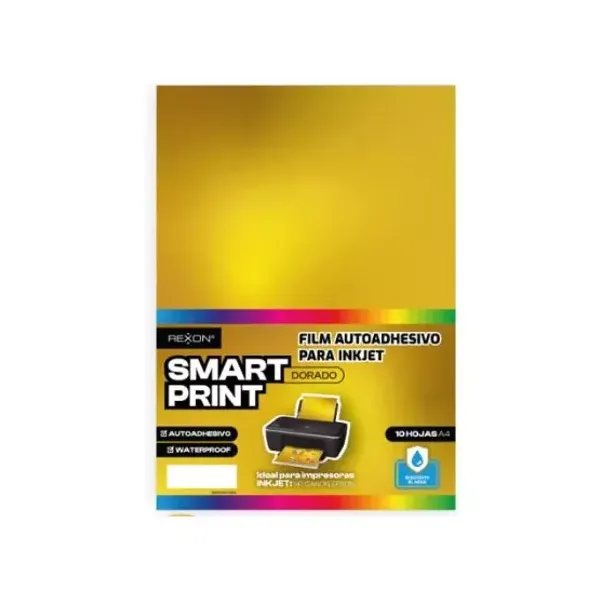 Film autoadhesivo para inkjet rexon dorado a4 x10 hjs.