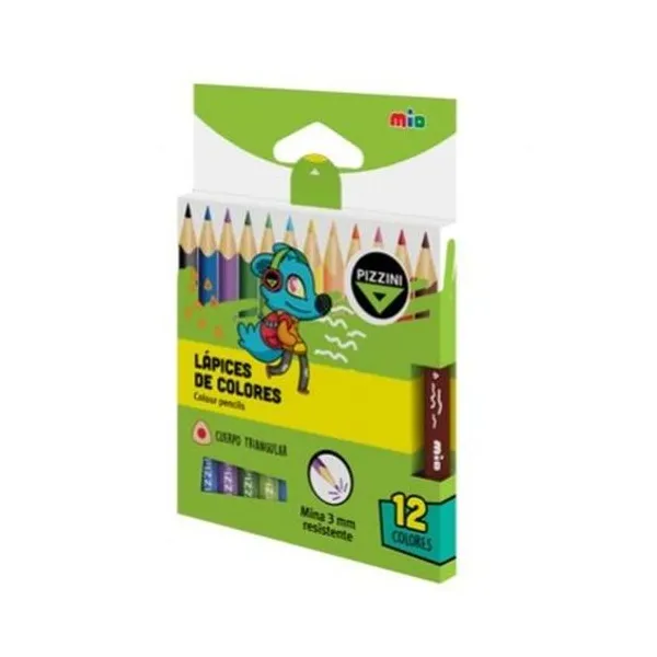 Lápiz de color triangular caja x12 cortos Pizzini