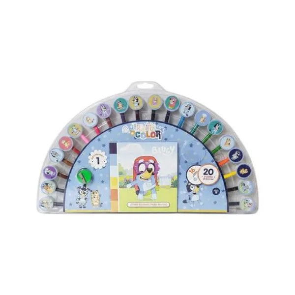 Libro para pintar arcoiris de color con lápices y gomas Bluey en blister 46x25 cm