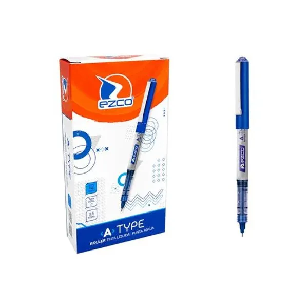 Bolígrafo tinta liquida punta aguja type a 0.5 mm azul caja x12 Ezco