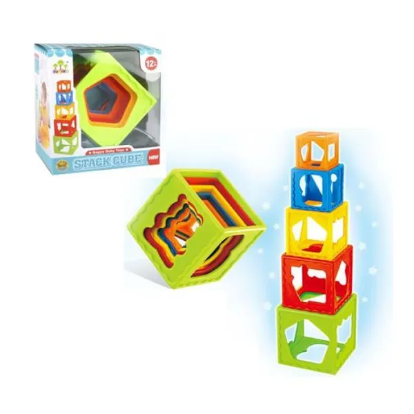 Didacticos cubos apilables con formas de colores 5 pcs.