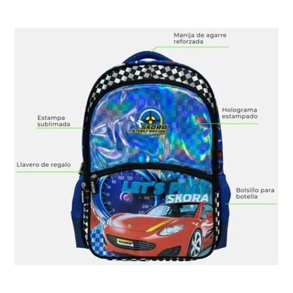 Mochila lets play speed street racing 32x45x15 cm