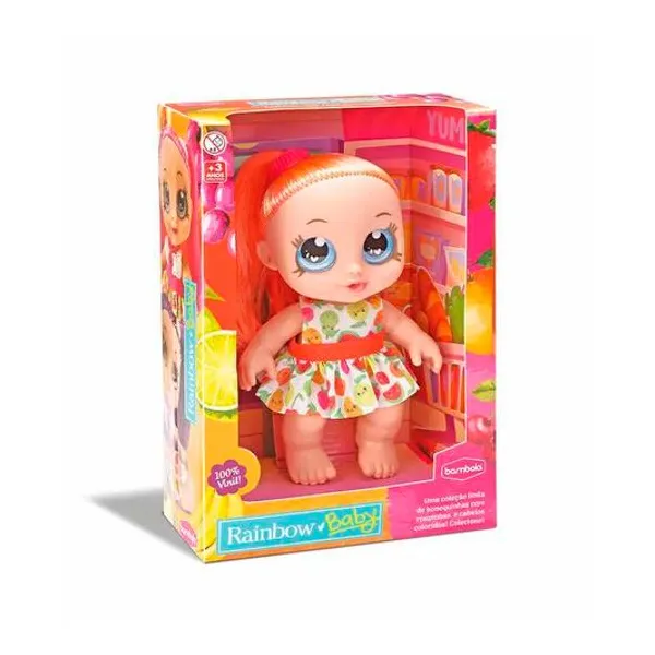 Muñeca rainbow naranja 21 cm en caja 17x25x9 cm
