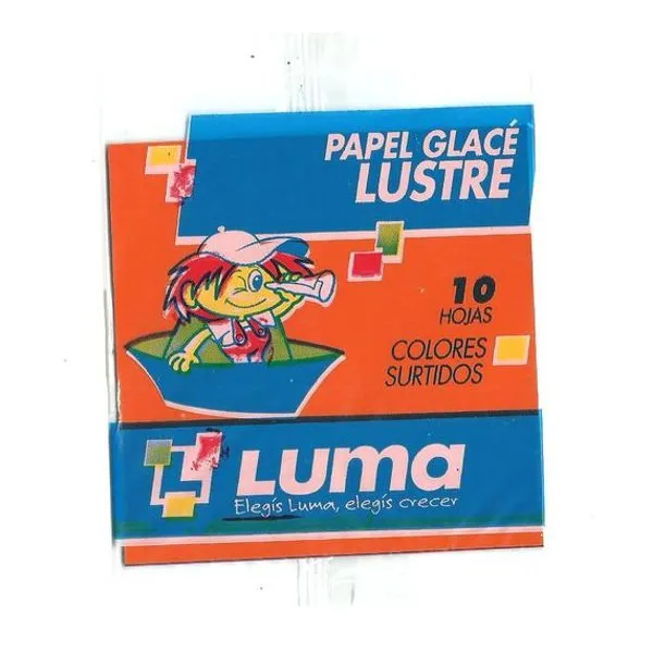 Papel glace 10x10 cm lustre 10 hojas colores surtidos luma