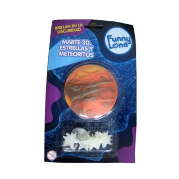 Glow 3d small mars & stars & meteorites 18 pcs