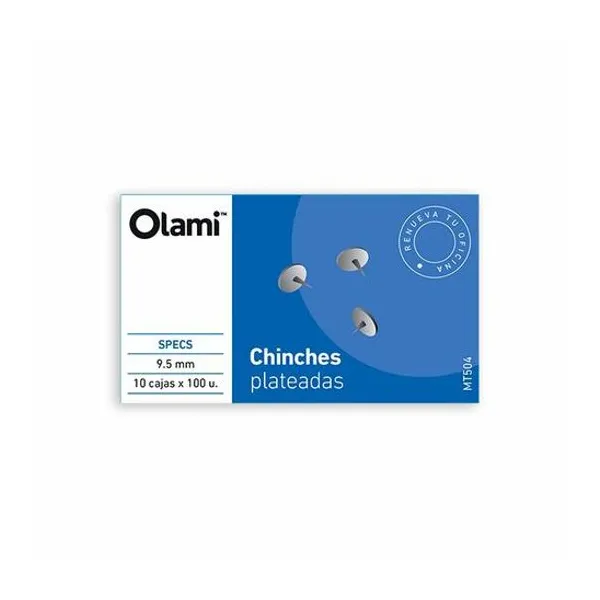 Chinches plateado 9.5 mm caja x100 unidades olami