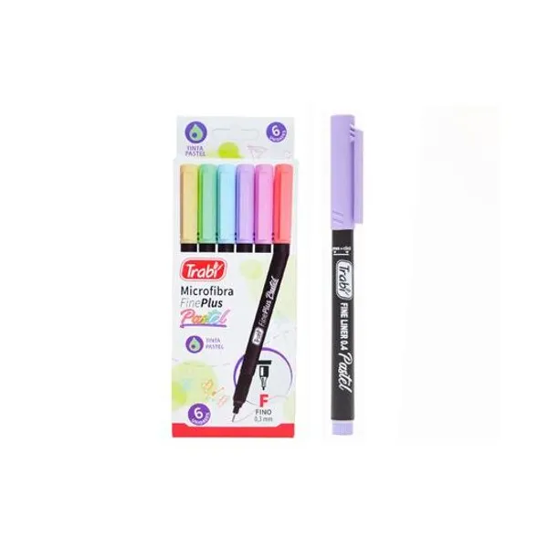 Microfibra al agua fine plus pastel caja x6 trabi - tr