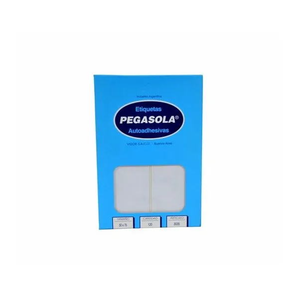 Etiquetas ueta autoadhesiva blanca 50x75 mm caja 4 unidades x30 hojas pegasola