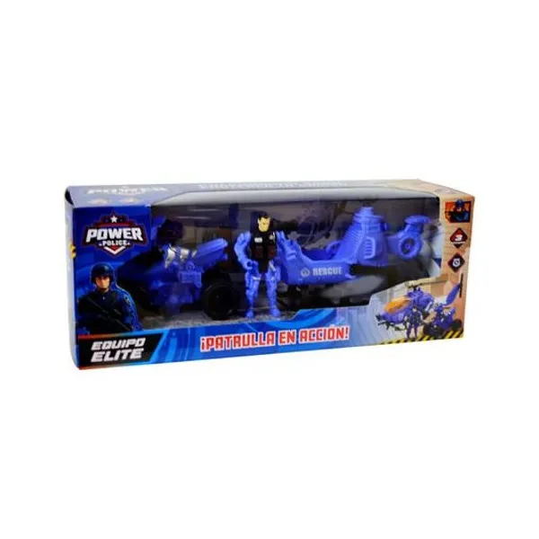 Set de policia con vehiculos 3 piezas en caja 36x13.5x10 cm