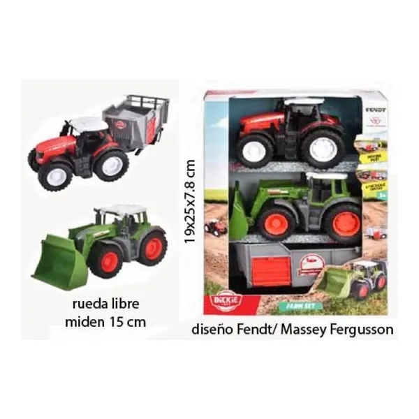 Dickie toys fendt/massey fergusson farm set