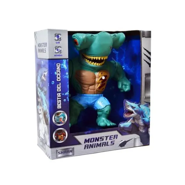 Tiburon monster art con movimiento y sonido en caja 24x26x11 cm