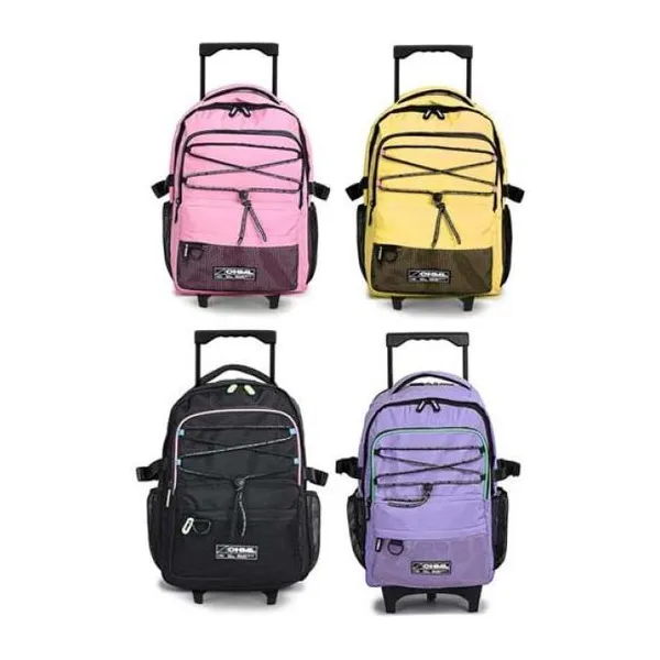 Mochila carro elásticos 18" black, light purple, pink y yellow