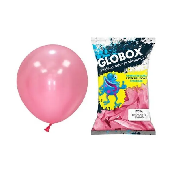 Globo 12" liso estandar rosa bolsa x50 globox