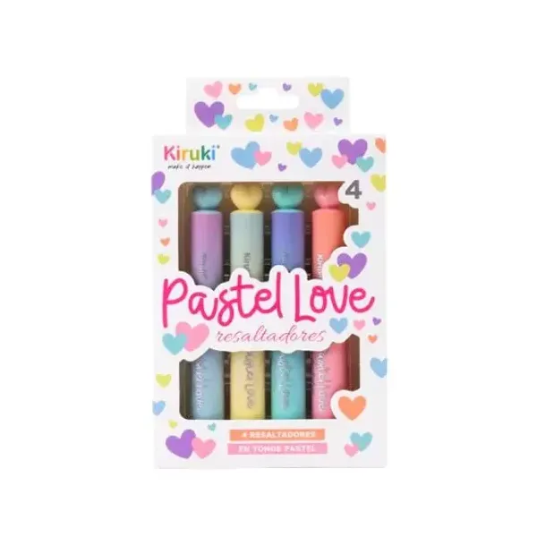 Resaltadores kiruki love pastel x4 unid.